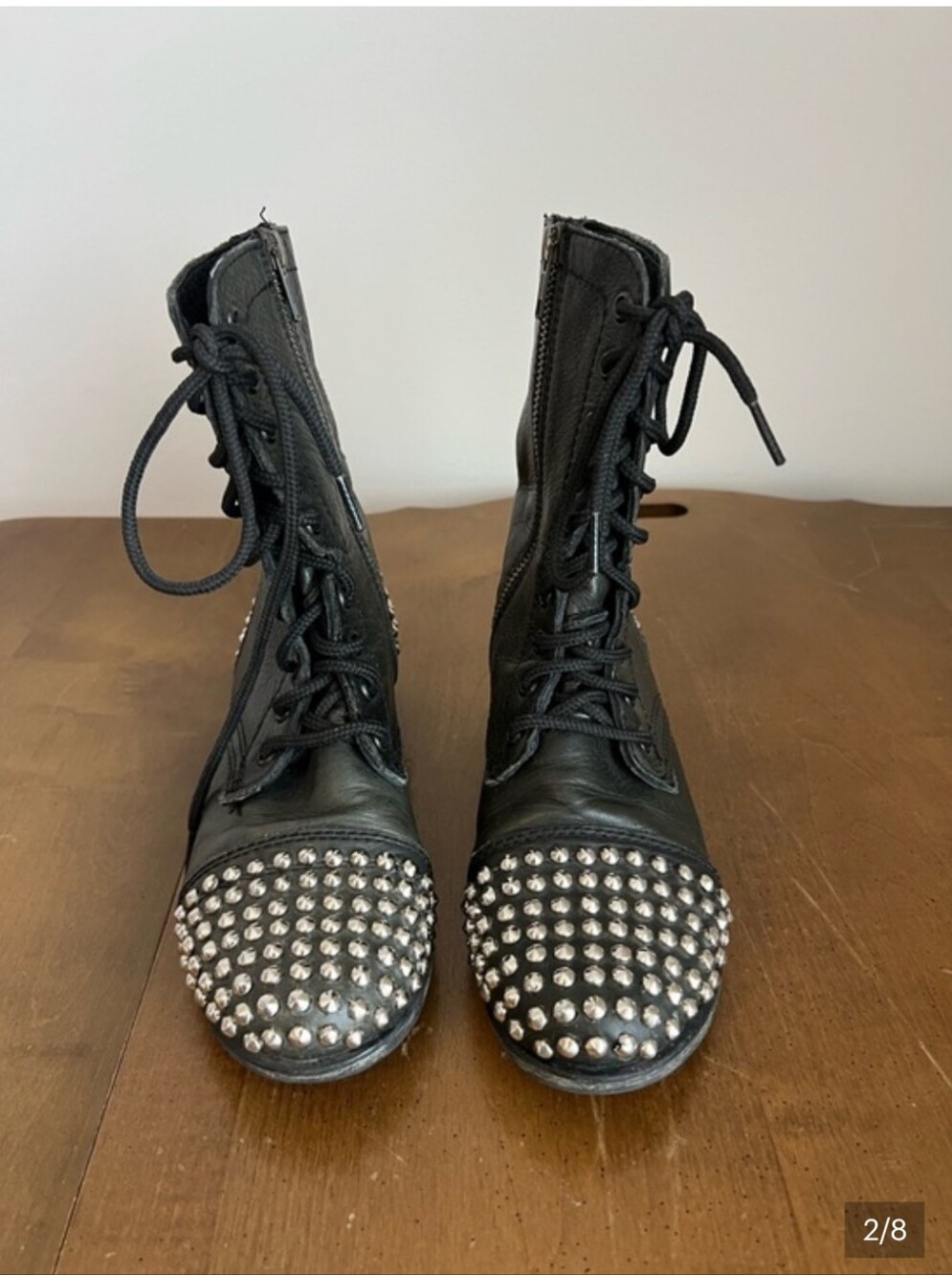 Steve Madden Black Studded Lace-Up Ankle Boots
